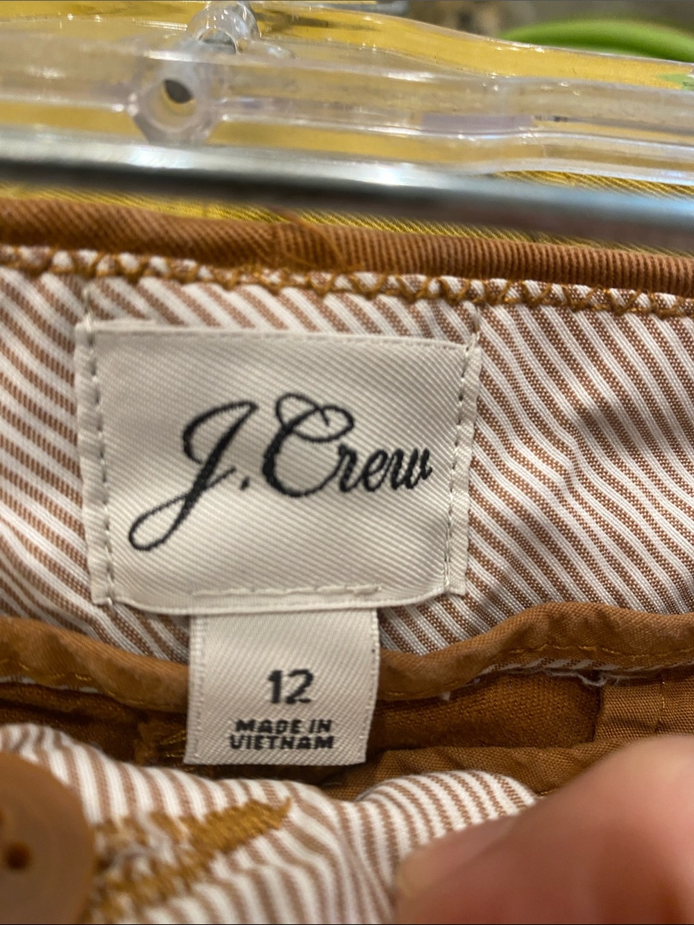 J. Crew Brown Top with Striped Cream Lining